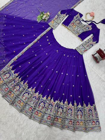 Faux Georgette Semi-Stitched Lehenga with Thread & Sequin Coding Work