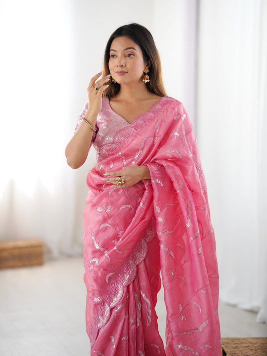 Gold Crush Saree with Elegant Sequin Work