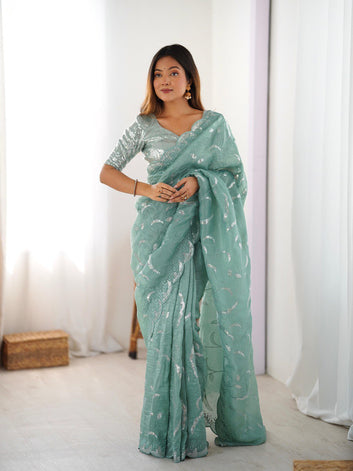 Gold Crush Saree with Elegant Sequin Work