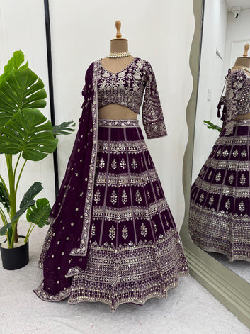 Glam Faux Georgette Lehenga with 9mm Sequin & Thread Work