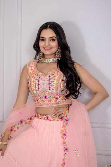 Premium Crease Work Lehenga with Heavy Embroidered Blouse