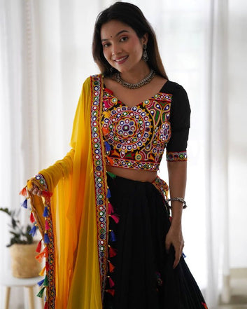 Navratri Collection 2025 Semi-Stitched Lehenga with Original Mirror Work & Thread Embroidery