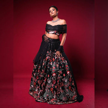 Graceful Faux Georgette Lehenga-Choli Set Thread & Sequin Work