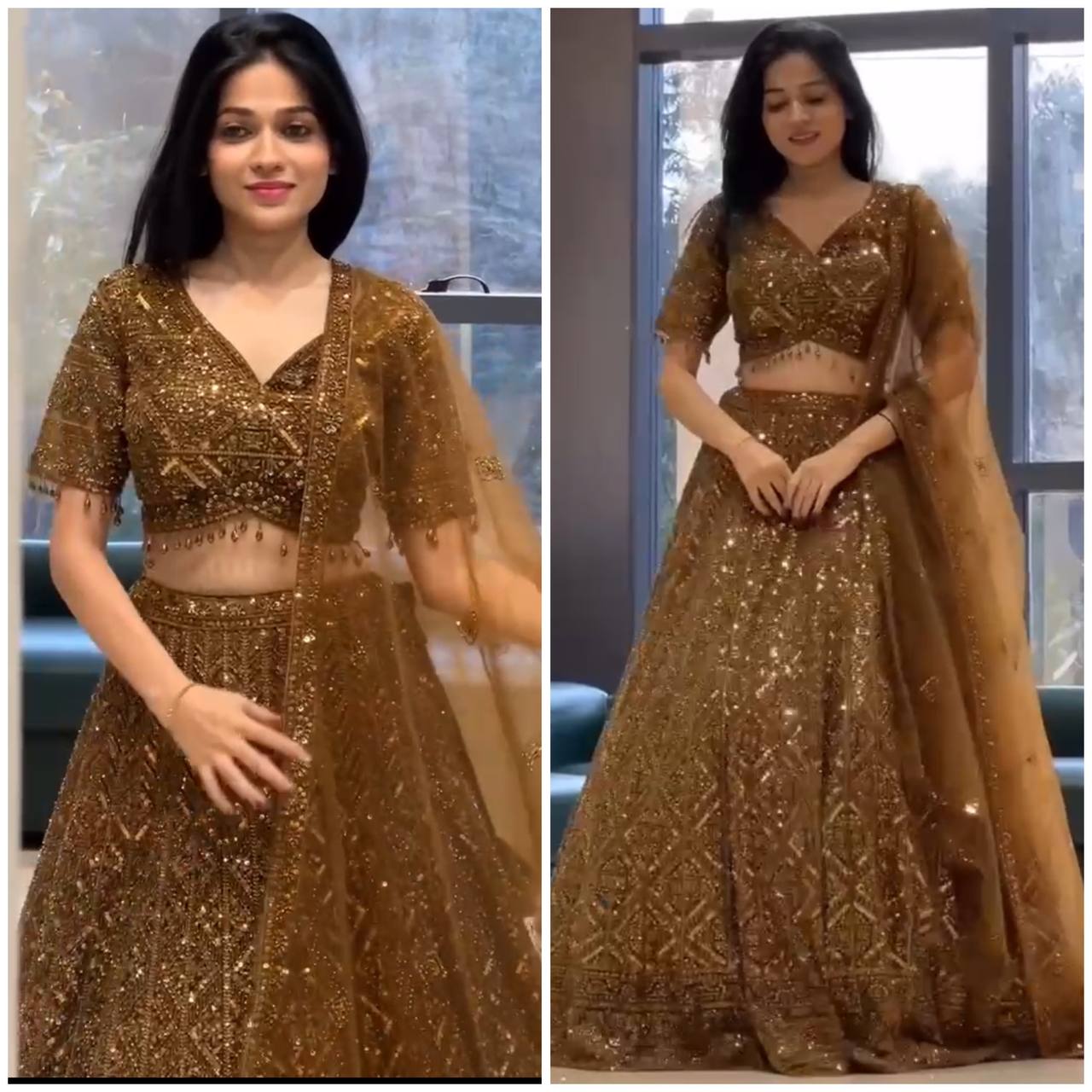 5-Meter Flared Sequins Work Lehenga with Can-Can & Canvas | Exceptional Quality & Glamorous Comfor