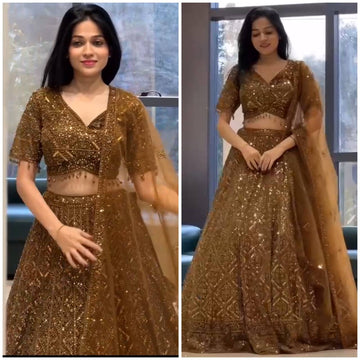 5-Meter Flared Sequins Work Lehenga with Can-Can & Canvas | Exceptional Quality & Glamorous Comfor