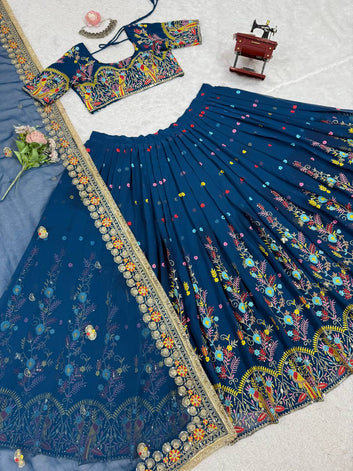 Elegant Faux Georgette Lehenga with Thread & Sequin Work