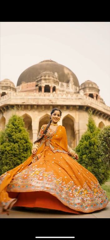 Stylish Full Stitched Lehenga in Faux Georgette Thread & Sequin Work