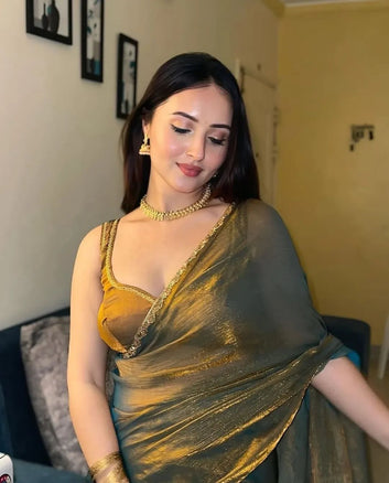 Frandy Crush Saree with Katdana Moti Lace Border