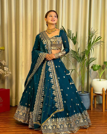 Designer Jimi Choo Full-Stitched Lehenga with 5-Meter Flair, Thread & Sequin Work