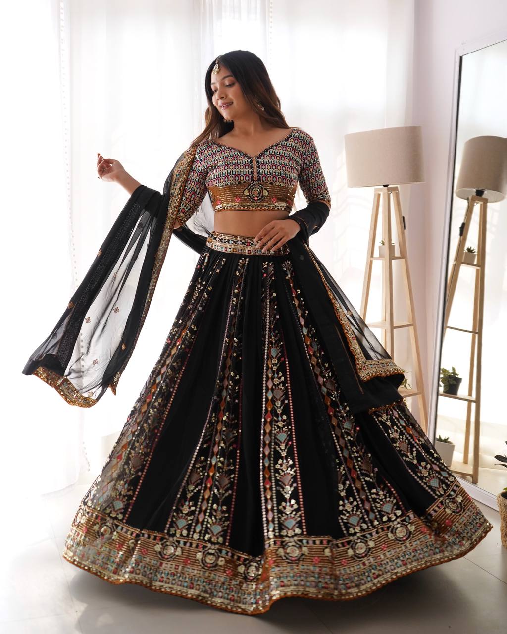 Designer Lehenga Choli Set  Faux Georgette Fabric  Intricate Thread & Sequin Work