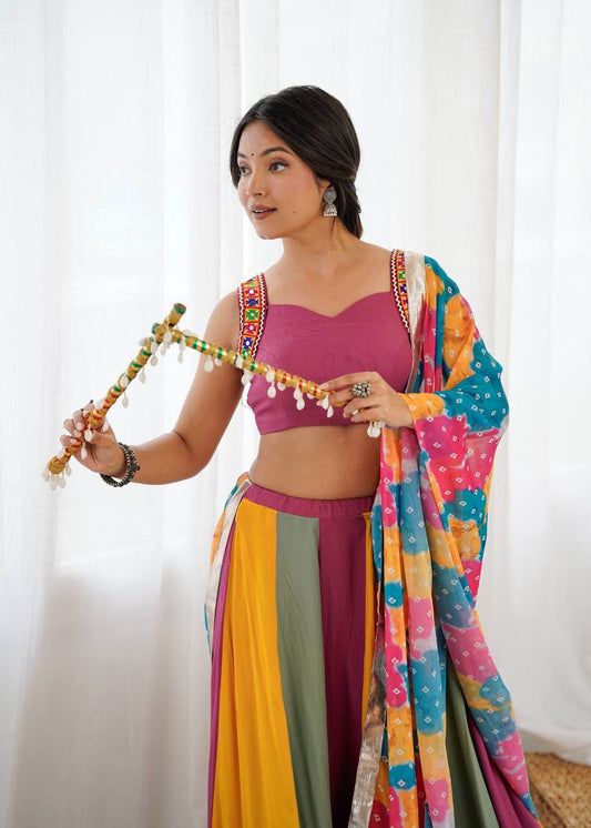 Heavy Rayon Lehenga with Real Mirror Embellishment