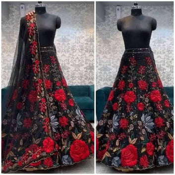 Soft Mono Net Heavy Sequins Embroidered work lehenga